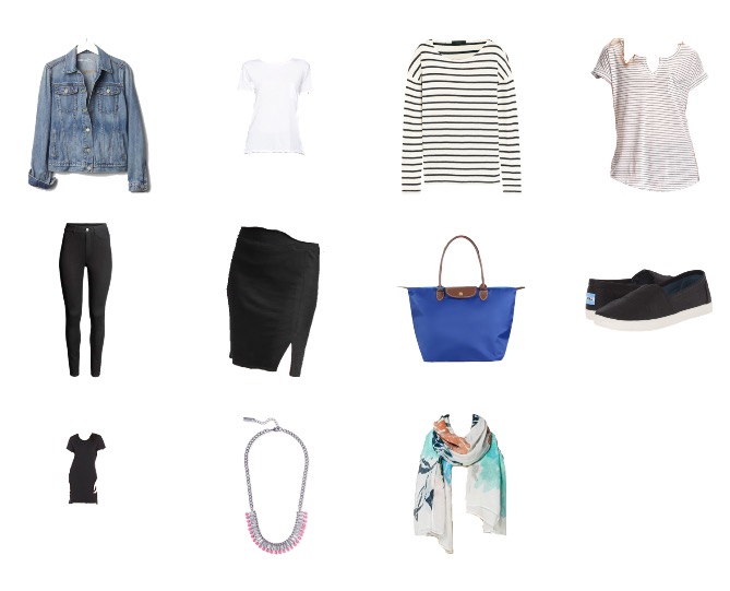 Sample travel capsule wardrobe for Paris