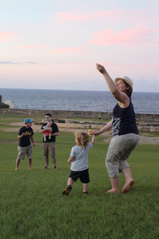 flying kites at San Juan National Historic Site