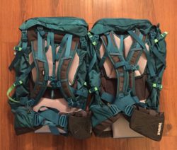 Thule Versant 50L pack and Thule Versant 60L pack comparison; Thule Versant 70L backpack is not shown