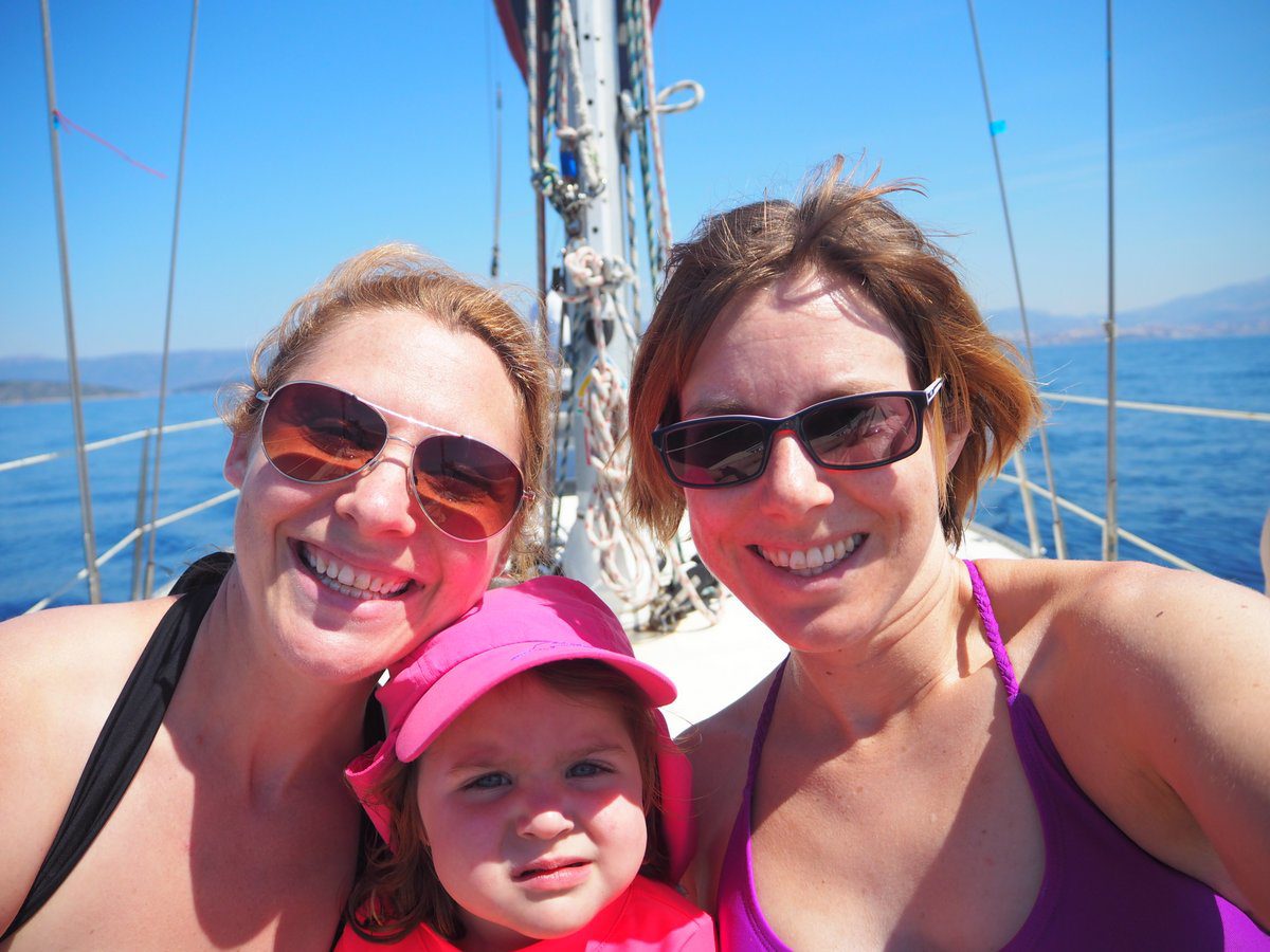 The girls relaxing during our sail with Opcija Tours