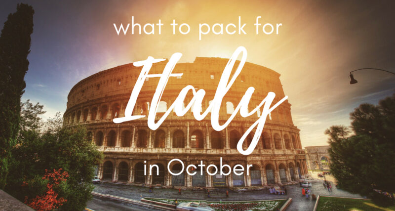 Are you visiting Italy this fall? Click to find your complete packing list for Italy in October... from clothes to shoes to purses and more! We'll help you figure out what to wear in Rome, what to pack for Venice, and everything in between. SAVE this pin for later, and then click over for all the details now. #Italy #packinglist #travel #autumn #fall #capsulewardrobe #Rome #Venice #Tuscany #packing