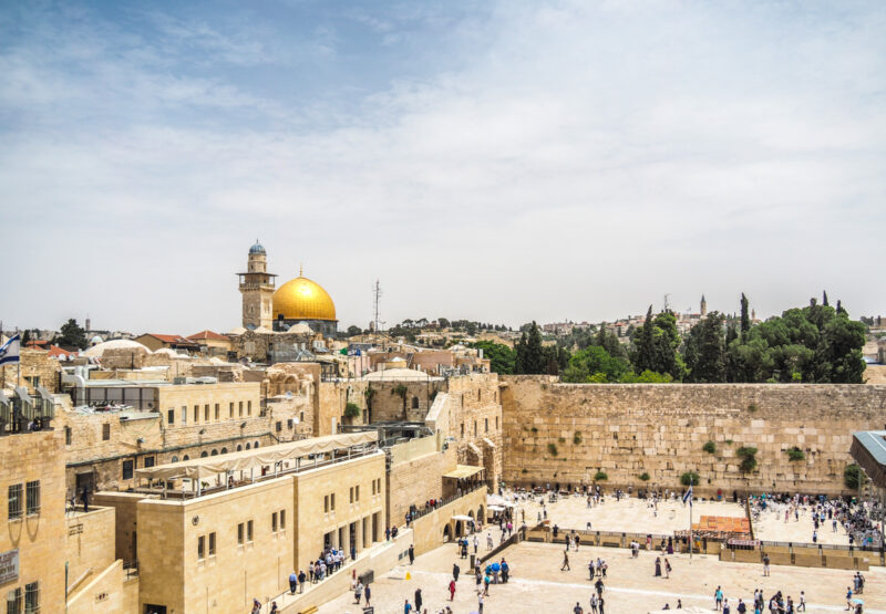 Old City of Jerusalem, Israel showing the Western Wall (kotel) and Dome of the Rock