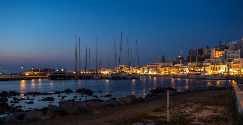 Naxos, Greece harbor at twilight #Naxos #Greece #boats