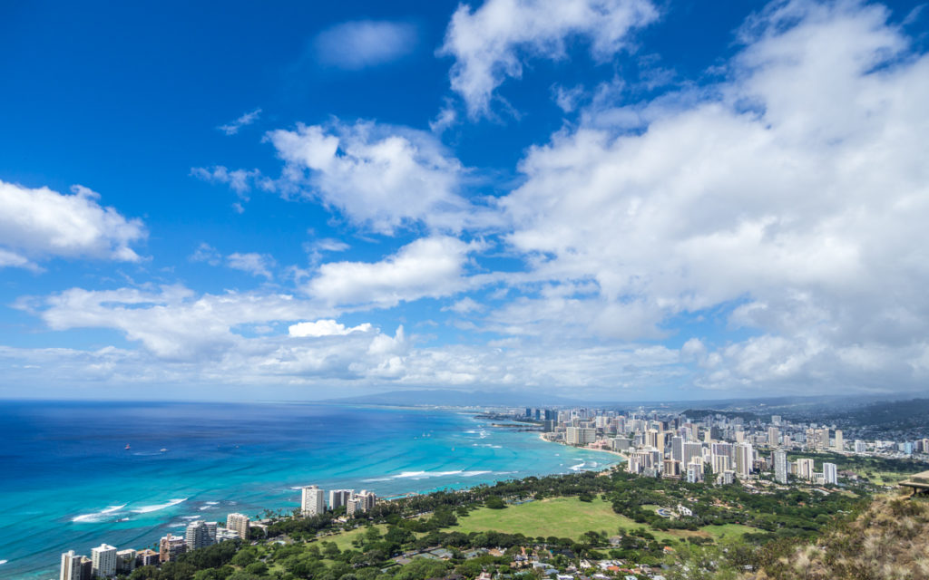 Aerial view of some of the best places to stay on Oahu