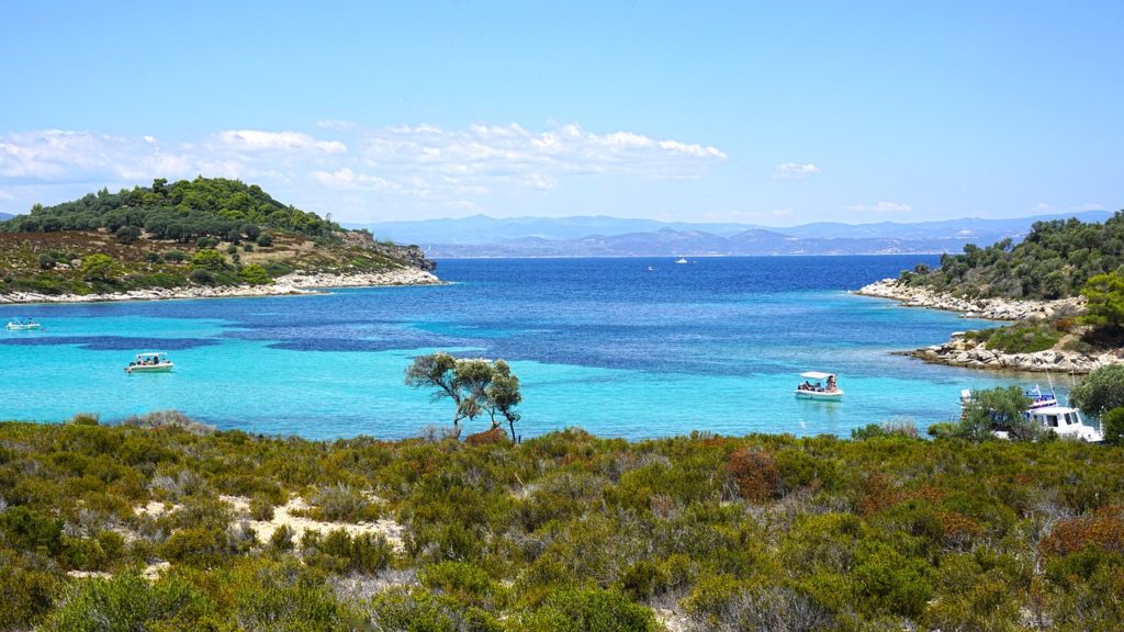 Cove in Sithonia, Greece with kids