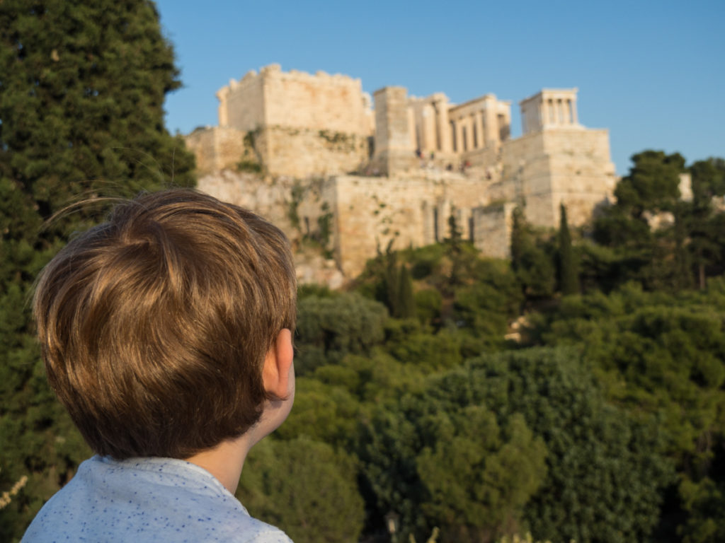 In front of the Acropolis in Greece - the best things to do in Athens with kids