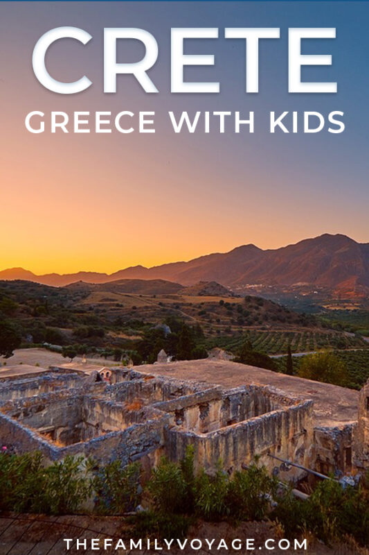 Are you looking for an easy Greece family vacation? Plan on visiting Crete with the kids! There are so many things to do on Crete from ancient Greek ruins to beautiful beaches on the Mediterranean. You'll find everything you need to know for your family visit to Heraklion, Chania and points in between. Read now and SAVE for later! #Greece #Crete #Heraklion #Chania #familytravel #travel