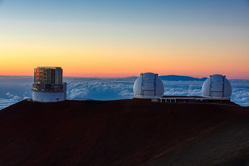 Mauna Kea Observatories Sunset - twin Keck Telescopes