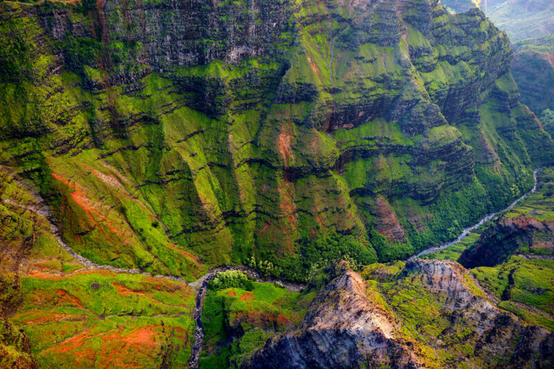 Stunning aerial view into Waimea Canyon, Kauai, Hawaii