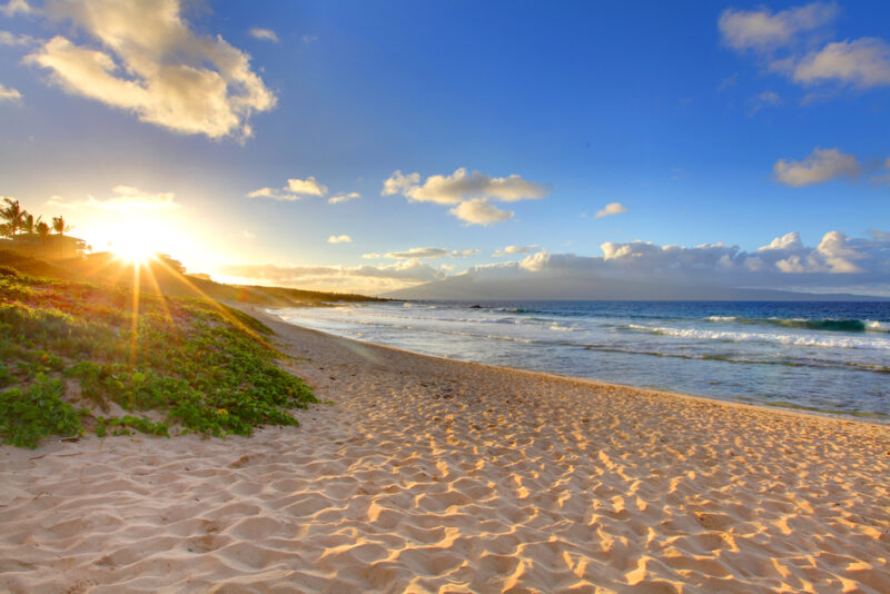 sunset at Oneloa Beach, Maui, Hawaii