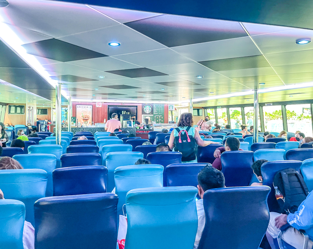 inside of Ultramar ferry from Playa del Carmen to Cozumel