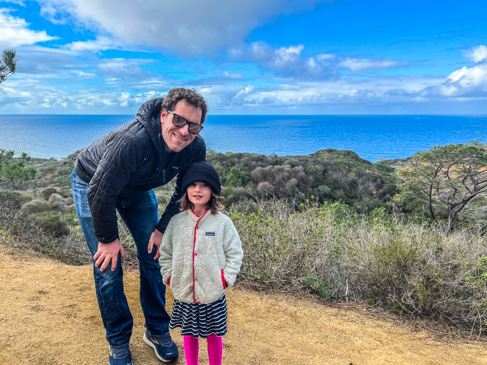 things to do in San Diego with kids - Torrey Pines hiking in La Jolla with kids - father and daughter