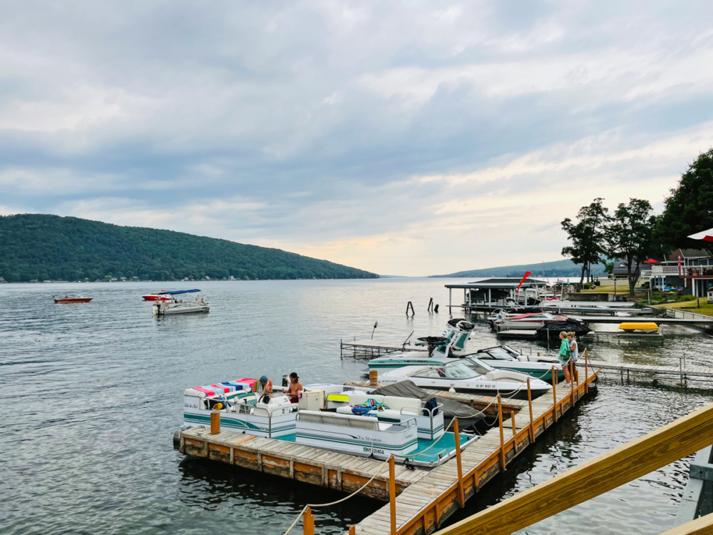 boats on Keuka Lake view from The Switz - where to eat in Finger Lakes
