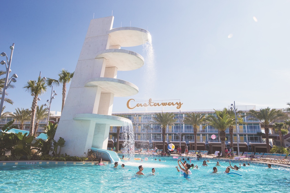 Pool with water slide at Cabana Bay Beach Resort at Universal Studios Orlando