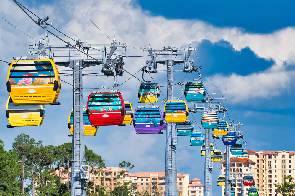 Disney World Skyliner connecting Pop Century Resort to Hollywood Studios and EPCOT Center