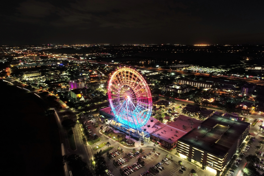 The Wheel at ICON Park at night