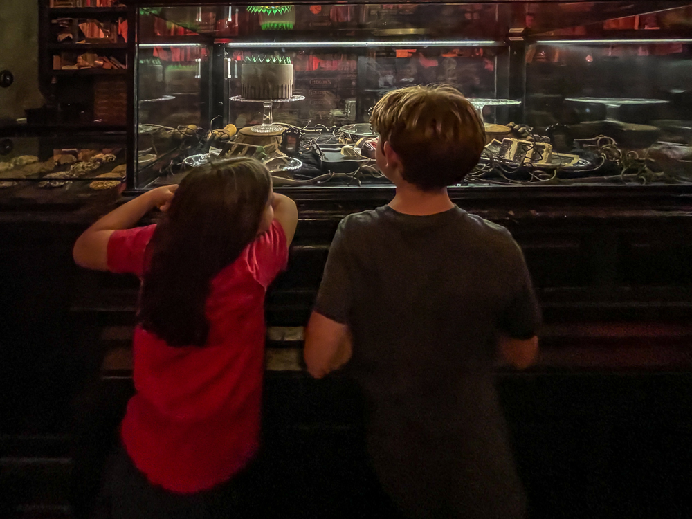 Two children looking at cookies at Gideon's Bakeshop Disney Springs location