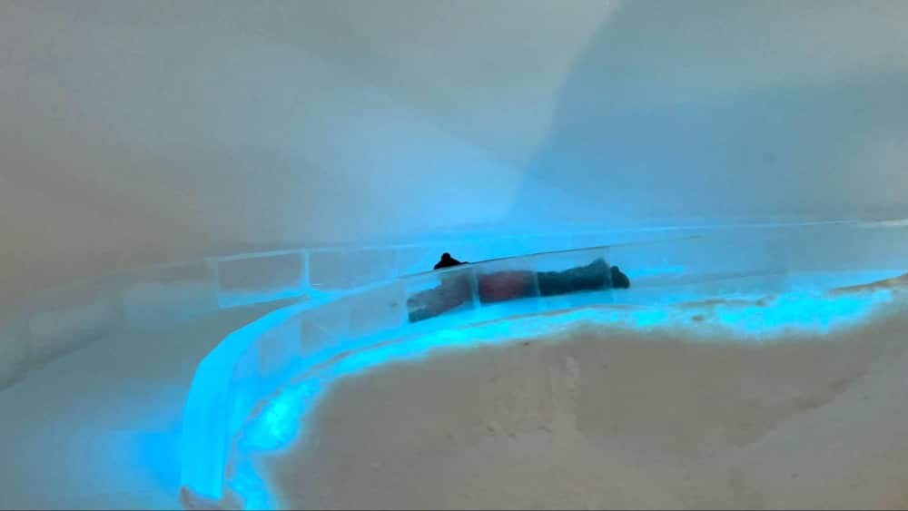 The ice slide inside of Snowman World Rovaniemi Finland